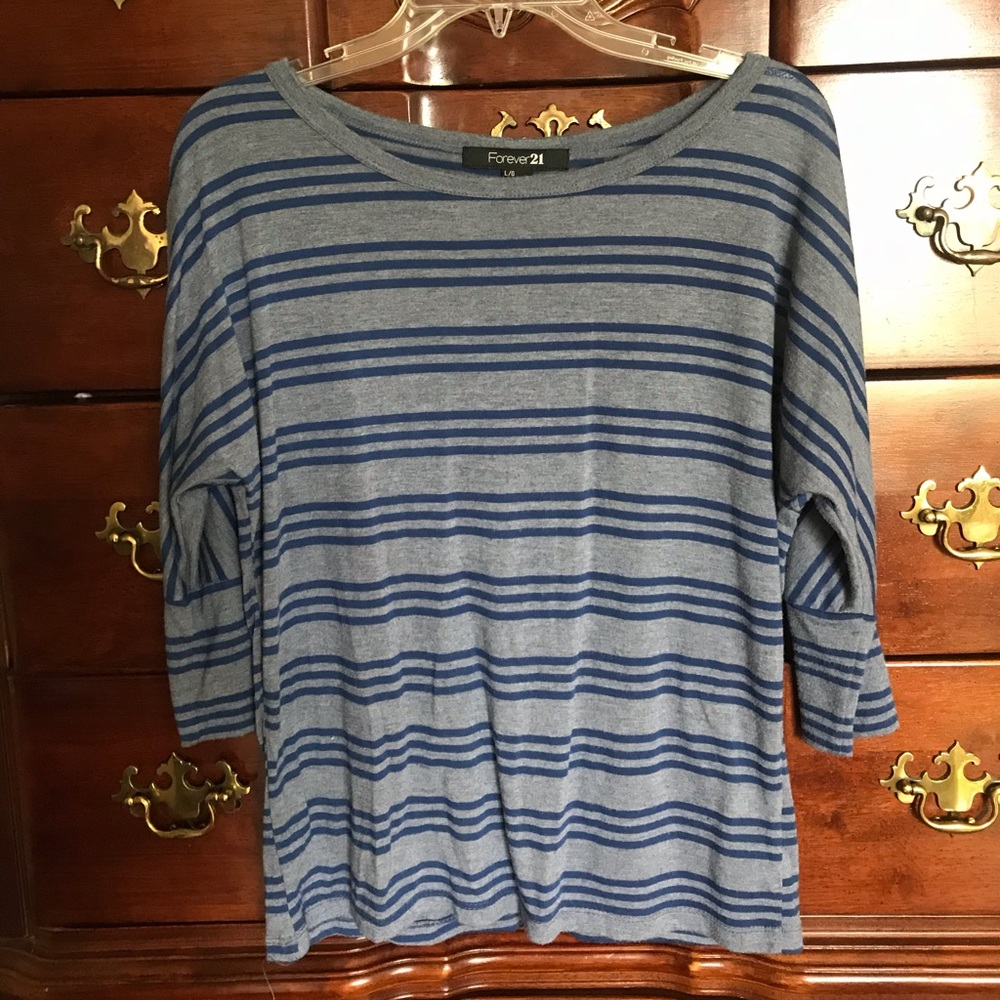 Forever 21 blue and gray striped shirt